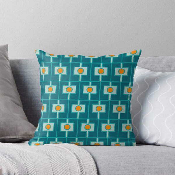Artikel-Vorschau von Mid Century Modern Rechteck Geometrisches Muster Teal Aqua Orange, designt und verkauft von kierkegaard.