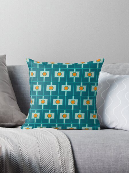 Item preview, Mid Century Modern Rektangel Geometric Pattern Teal Aqua Orange designed and sold by kierkegaard.