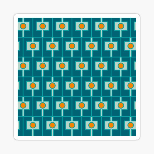 Artikel-Vorschau von Mid Century Modern Rechteck Geometrisches Muster Teal Aqua Orange, designt und verkauft von kierkegaard.