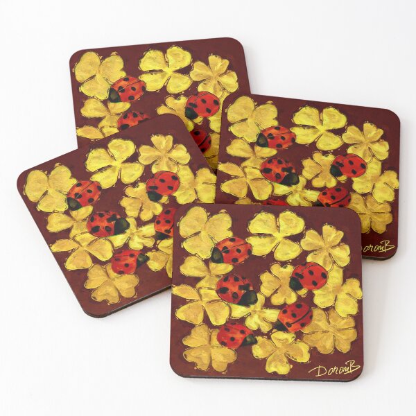 Item preview, Ladybugs on golden clovers designed and sold by DoronB.