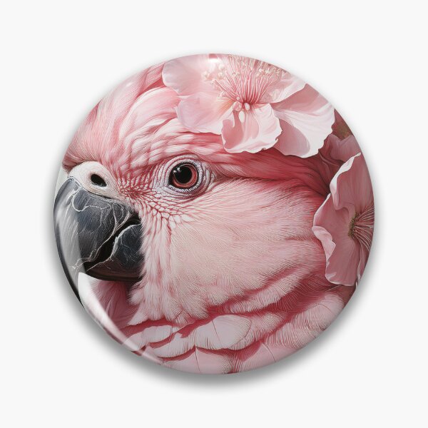 Item preview, Elegant Pink Parrot with Floral Headpiece - Stunning Bird Photography designed and sold by Terradesignsbyk.