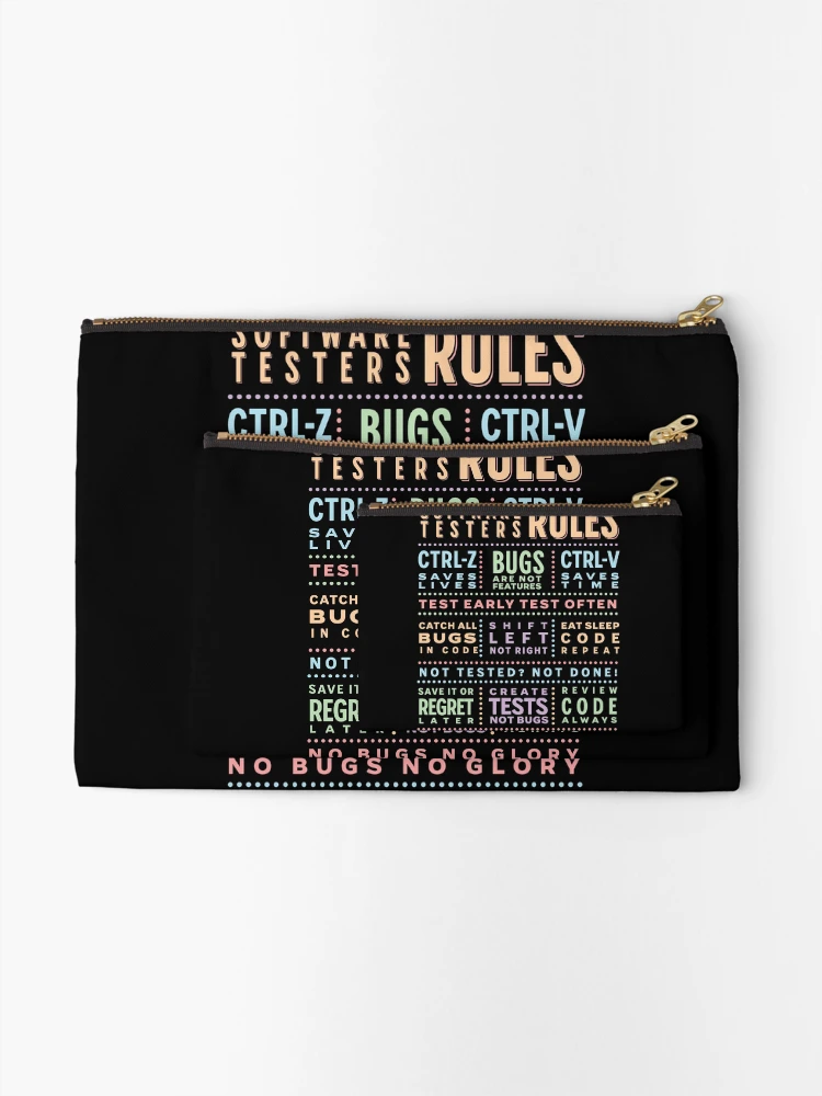 Thumbnail 2 of 4, Zipper Pouch, Software Testers Rules designed and sold by softwaretesting.