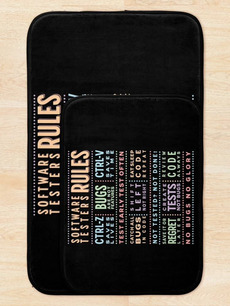 Thumbnail 5 of 6, Bath Mat, Software Testers Rules designed and sold by softwaretesting.