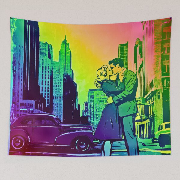 Item preview, Sweet street, Love, vivid romantic scenes, comics style artwork, vivid city, vivid vintage designed and sold by silent-violin.