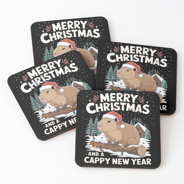 Item preview, Merry Christmas & Cappy New Year Capybara designed and sold by UniqueCanvas4U.