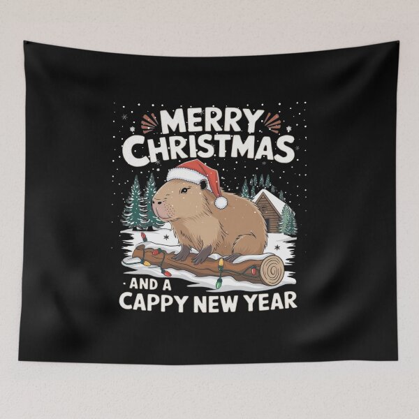 Item preview, Merry Christmas & Cappy New Year Capybara designed and sold by UniqueCanvas4U.