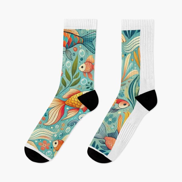 Item preview, Whimsical Koi Fish and Aquatic Pattern designed and sold by SolannaAS.
