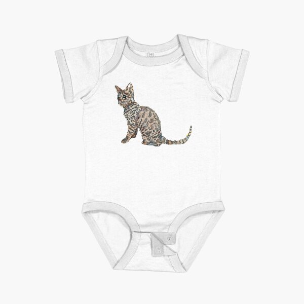 Cat Contemporary Art Pet Portrait Tabby Book Illustration iServalan Painting  Short Sleeve Baby One-Piece