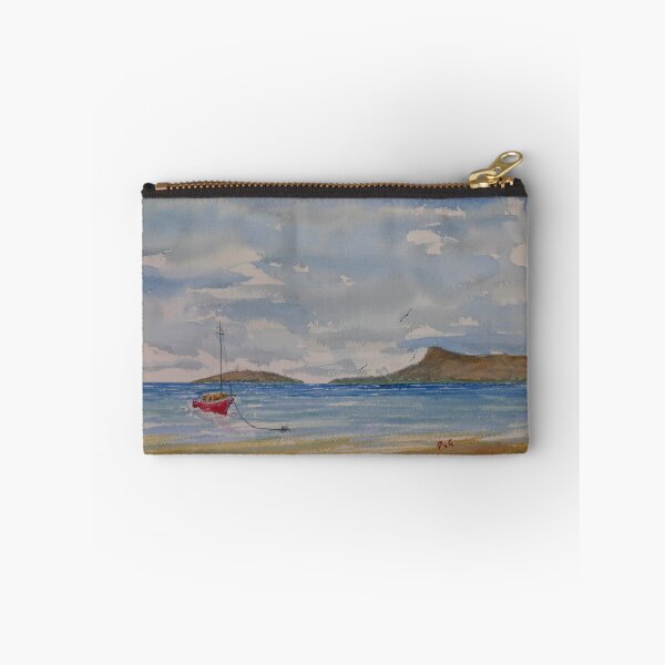 Item preview, Red Yacht moored on the Beach - Watercolour designed and sold by Paul Gilbert.