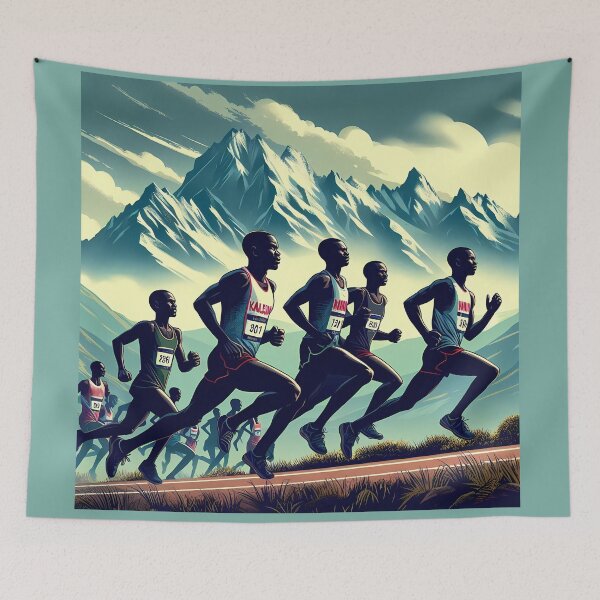 Item preview, Kalenjin Runners Conquering Mountain Peaks designed and sold by communedesigns.