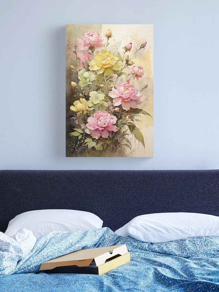 Thumbnail 2 of 3, Canvas Print, Floral Painting, Pink Painterly Exotic Flowers 02 designed and sold by Varnachitra.