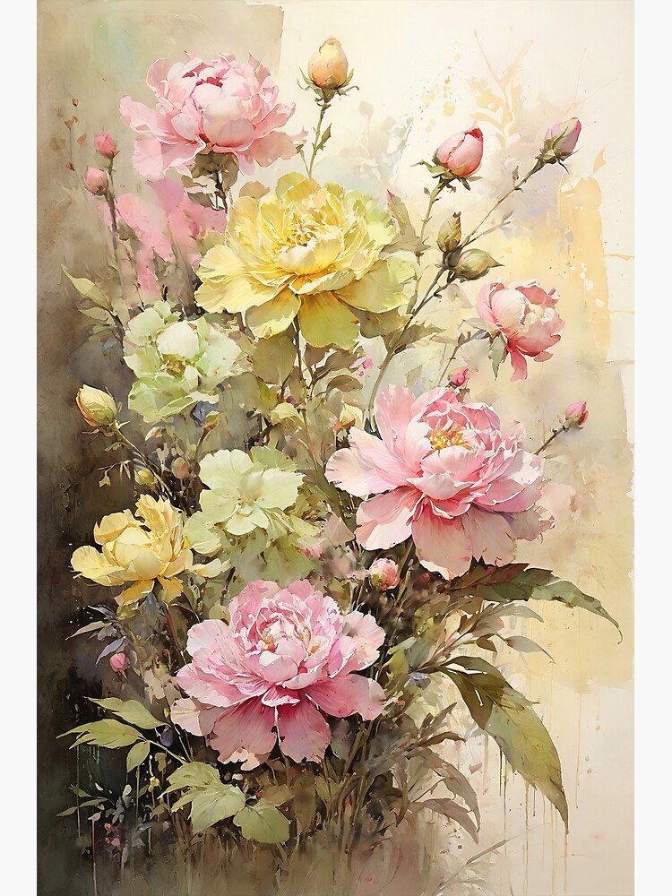 Thumbnail 3 of 3, Canvas Print, Floral Painting, Pink Painterly Exotic Flowers 02 designed and sold by Varnachitra.