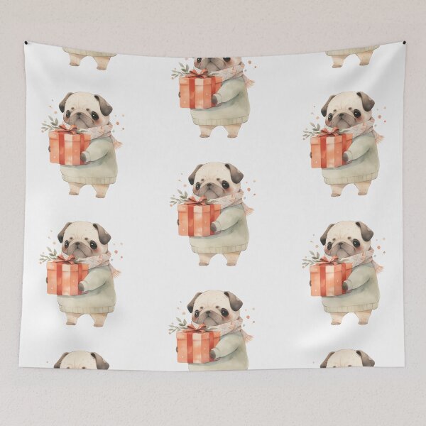Item preview, Winter Pug Surprise designed and sold by faraday0717.