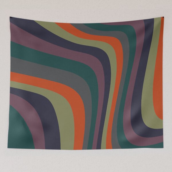 Item preview, Abstract autumn colors on geometric wavy lines designed and sold by by-jwp.