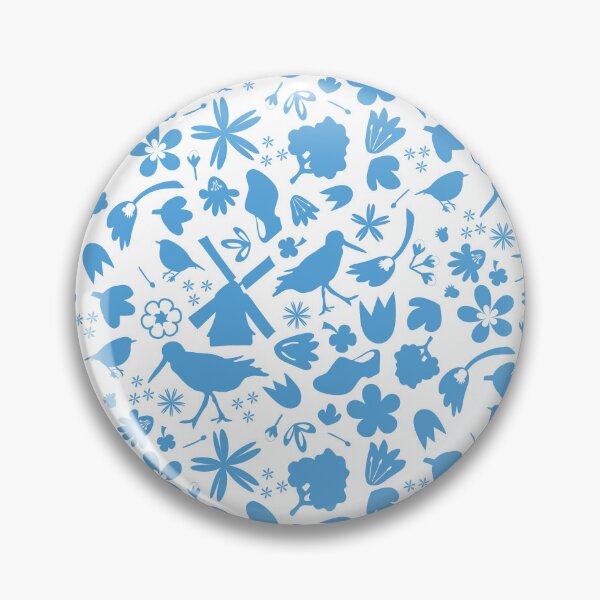 Item preview, Dutch Folk Art Backsplash - wind mill tulips flowers birds – blue on white designed and sold by BrendaWaldekker.