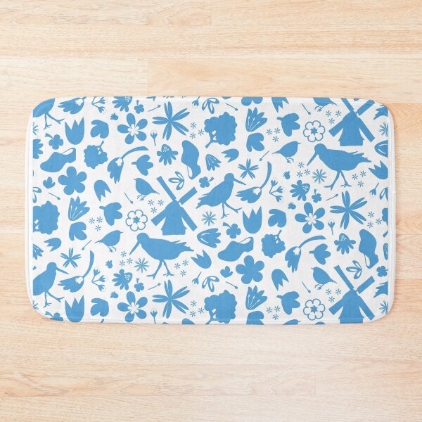 Item preview, Dutch Folk Art Backsplash - wind mill tulips flowers birds – blue on white designed and sold by BrendaWaldekker.