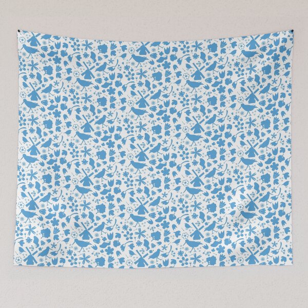 Item preview, Dutch Folk Art Backsplash - wind mill tulips flowers birds – blue on white designed and sold by BrendaWaldekker.