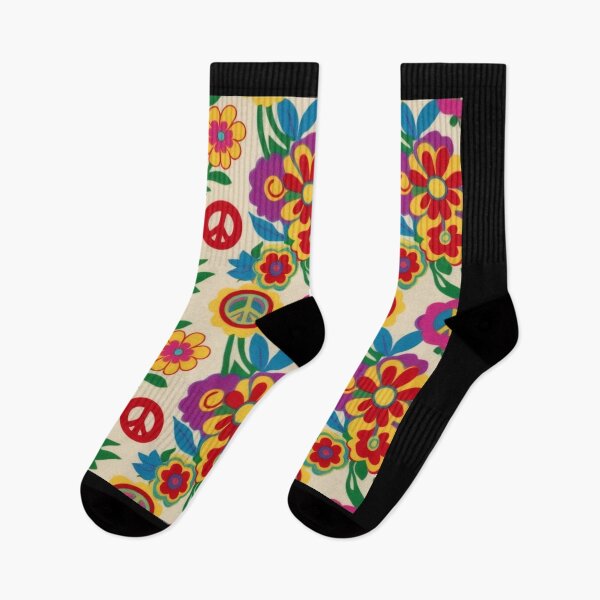 Artikelvorschau, NAHTLOSES MUSTER IM RETRO-STIL DER 60ER JAHRE MIT BLUMEN UND PEACE-ZEICHEN entworfen und verkauft von Jt41.