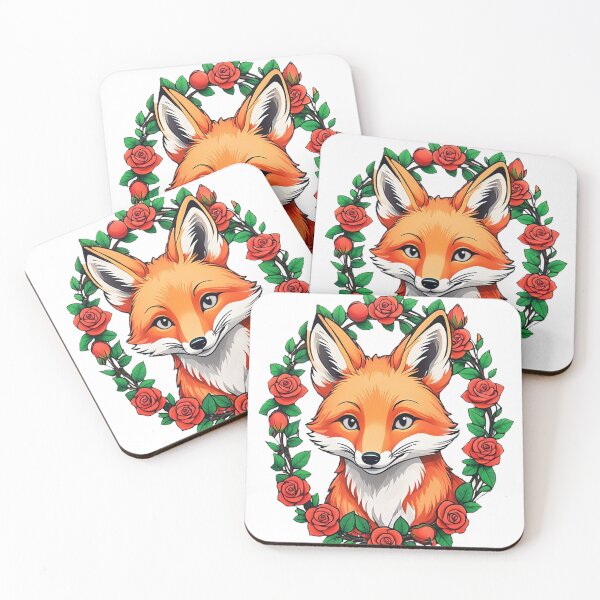 Item preview, Red Fox Flower Wreath designed and sold by Bunmigraphics .