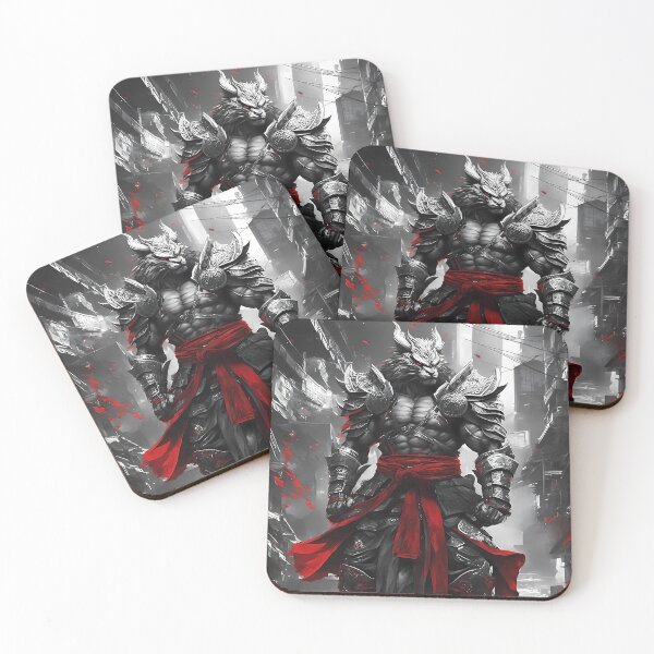 Item preview, Dystopian Samurai Lyran Cat Warrior – Fierce Samurai Beast in Urban Cityscape designed and sold by MystiqSlav.