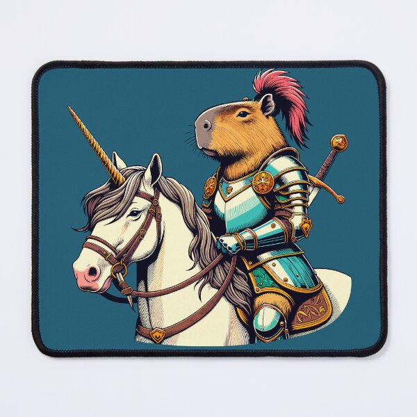 Item preview, Medieval Capybara Knight on Unicorn designed and sold by RayCrimson.