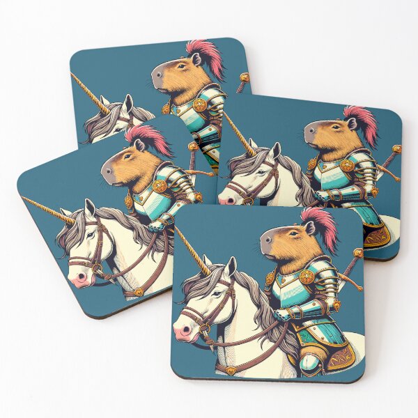 Item preview, Medieval Capybara Knight on Unicorn designed and sold by RayCrimson.