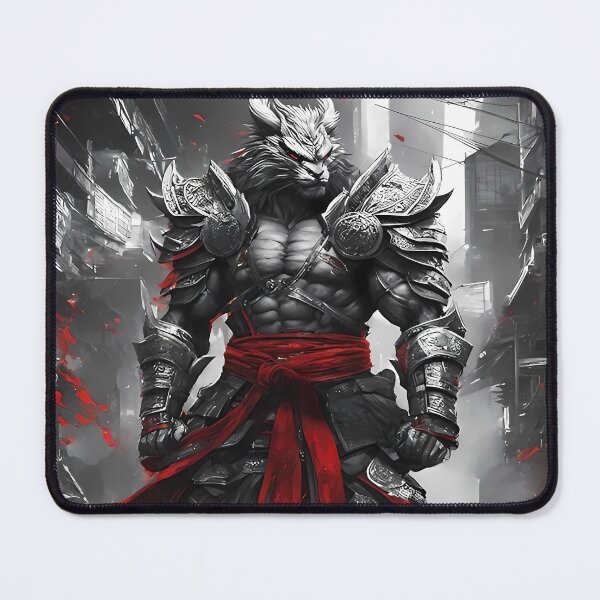 Item preview, Dystopian Samurai Lyran Cat Warrior – Fierce Samurai Beast in Urban Cityscape designed and sold by MystiqSlav.