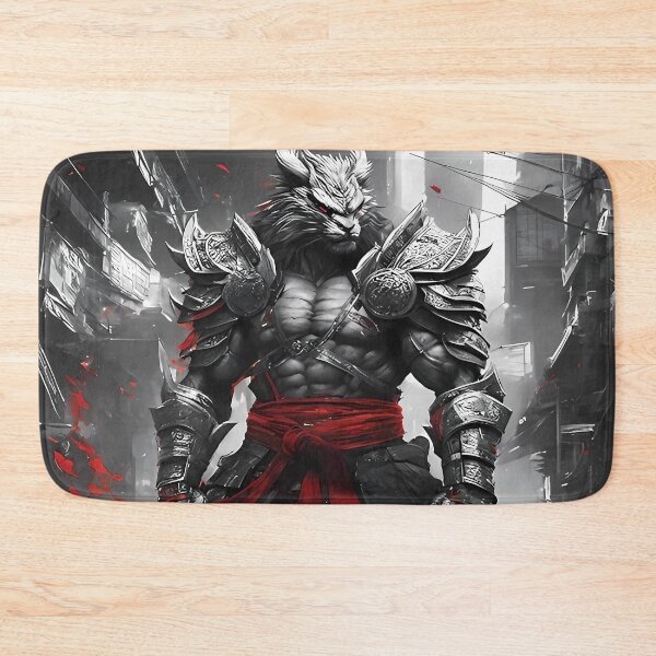 Item preview, Dystopian Samurai Lyran Cat Warrior – Fierce Samurai Beast in Urban Cityscape designed and sold by MystiqSlav.