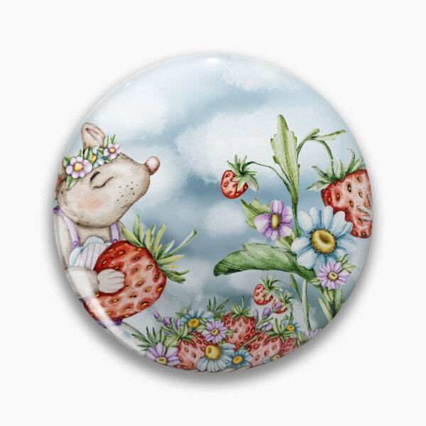 Item preview, digital illustration Cute mice with strawberries and flowers designed and sold by NelenaArt.