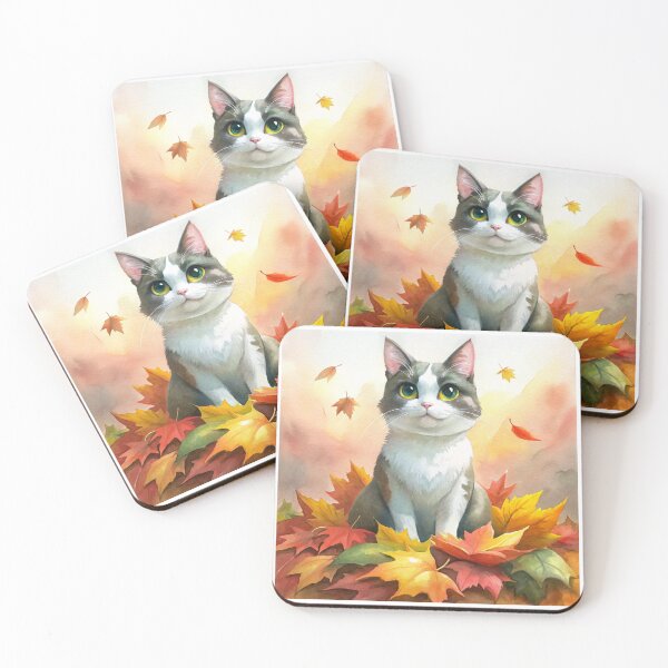 Item preview, Cat and autumn leaves designed and sold by Frassl.