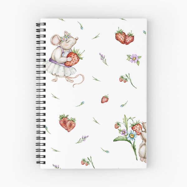 Item preview, seamless digital pattern Cute mice with strawberries and flowers designed and sold by NelenaArt.