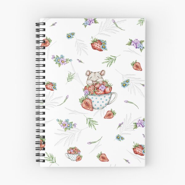 Item preview, seamless digital pattern Cute mice with strawberries and flowers designed and sold by NelenaArt.