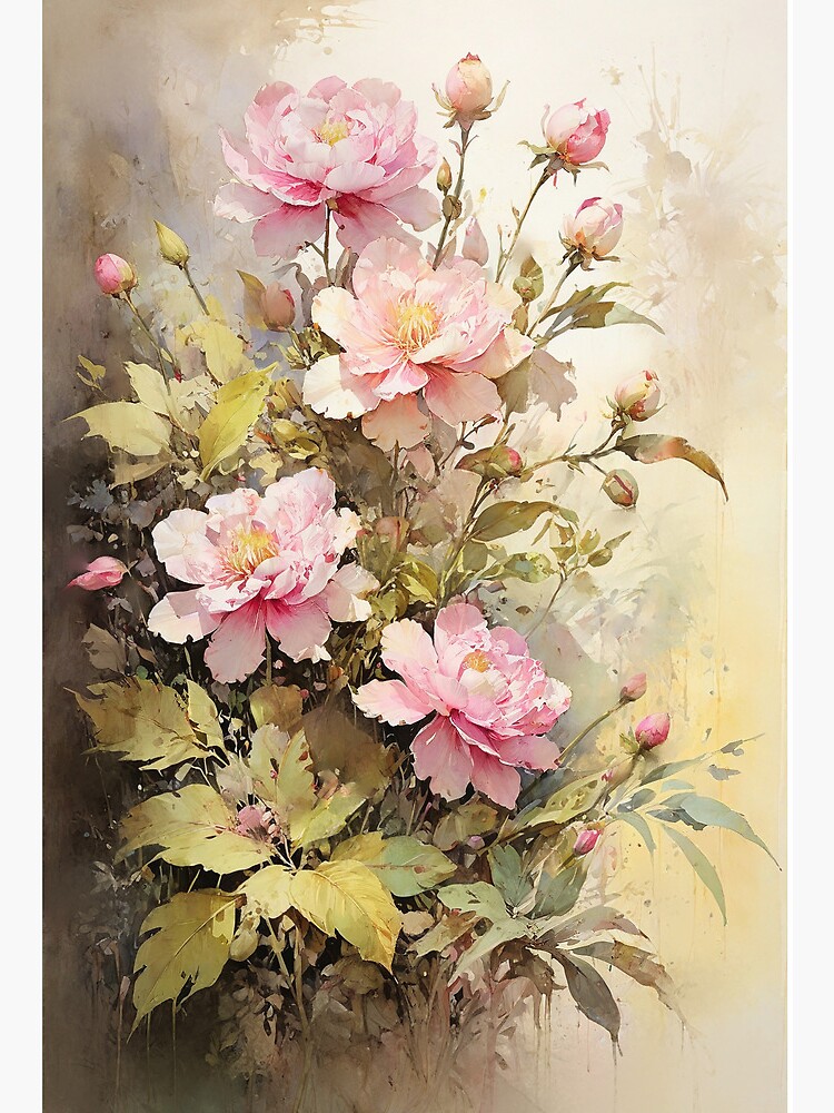 Thumbnail 2 of 2, Art Board Print, Floral Painting, Pink Painterly Exotic Flowers 03 designed and sold by Varnachitra.