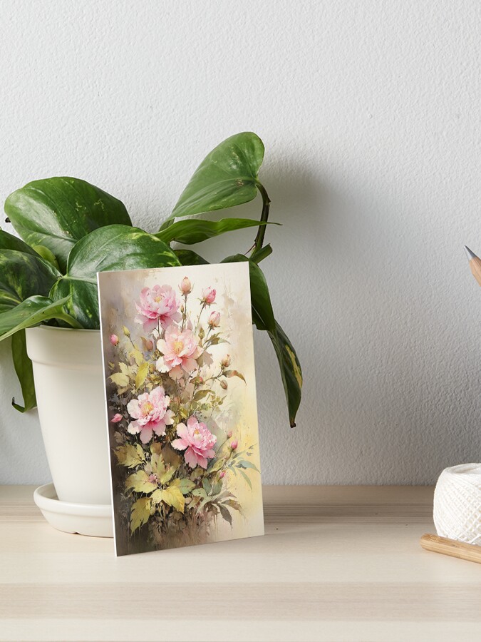 Thumbnail 1 of 2, Art Board Print, Floral Painting, Pink Painterly Exotic Flowers 03 designed and sold by Varnachitra.