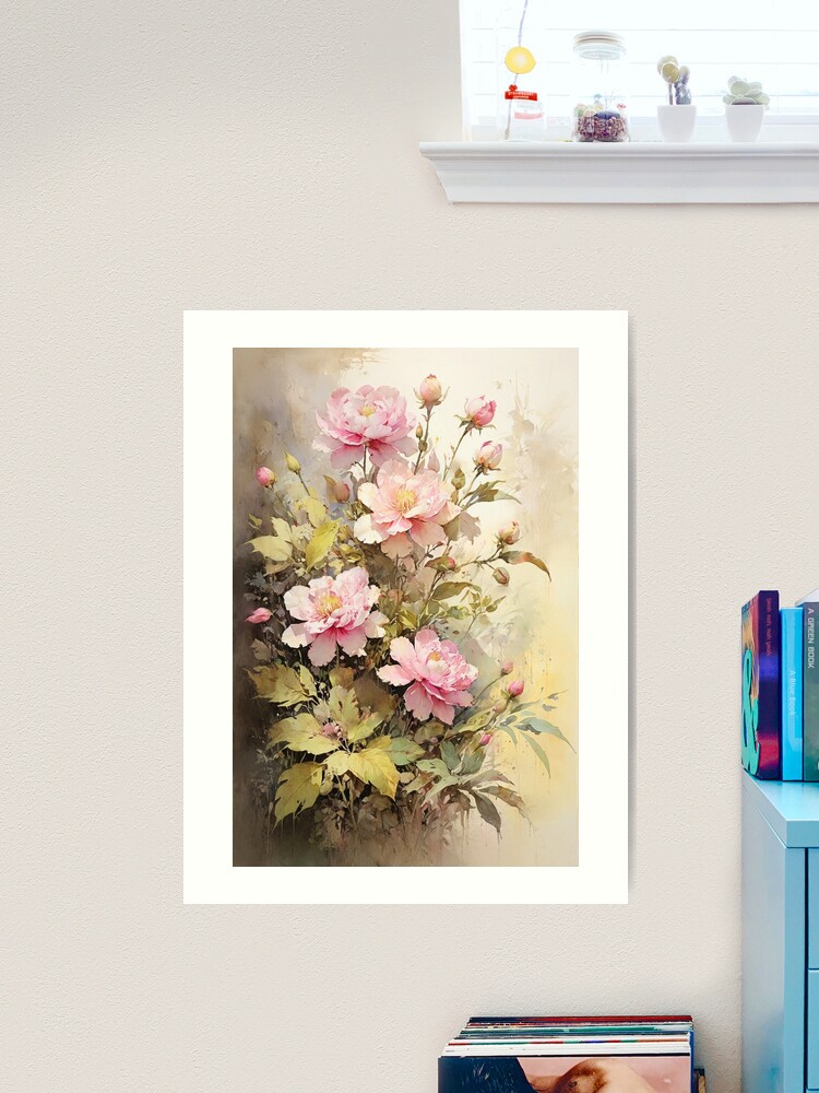 Thumbnail 2 of 3, Art Print, Floral Painting, Pink Painterly Exotic Flowers 03 designed and sold by Varnachitra.