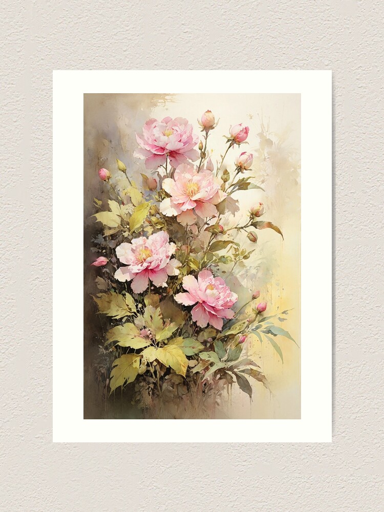 Thumbnail 1 of 3, Art Print, Floral Painting, Pink Painterly Exotic Flowers 03 designed and sold by Varnachitra.