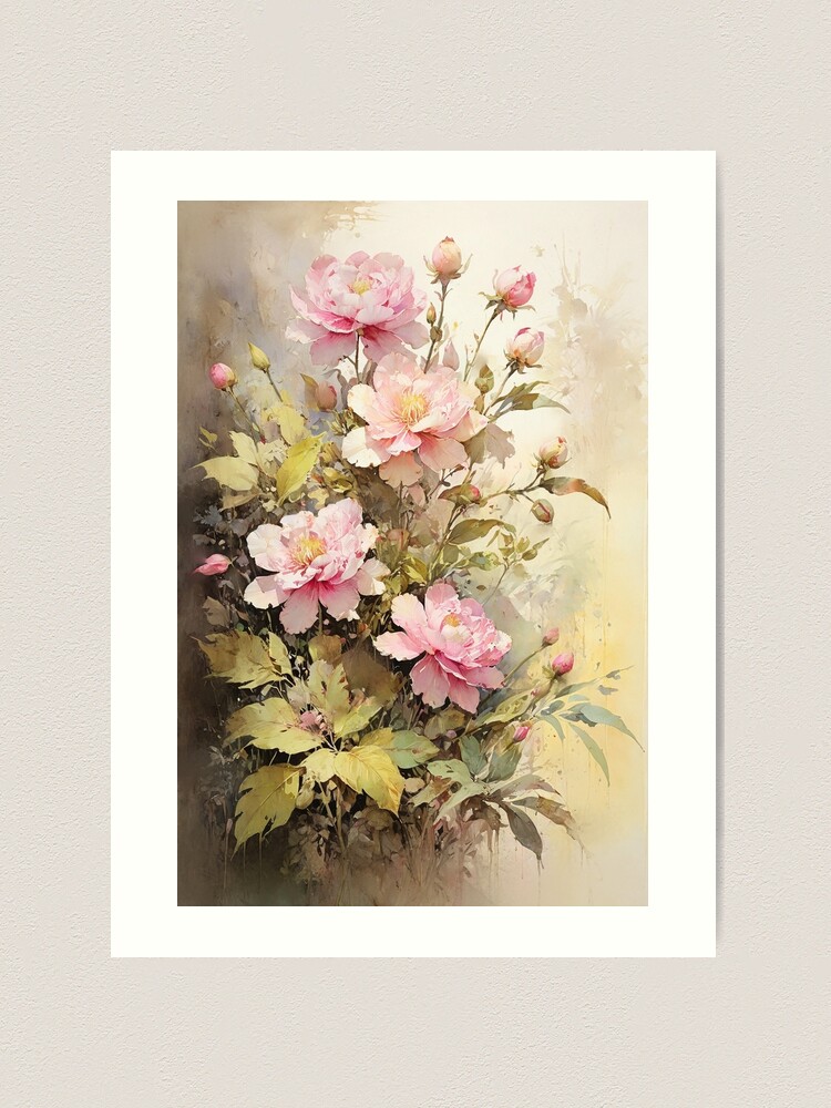 Thumbnail 1 of 3, Art Print, Floral Painting, Pink Painterly Exotic Flowers 03 designed and sold by Varnachitra.