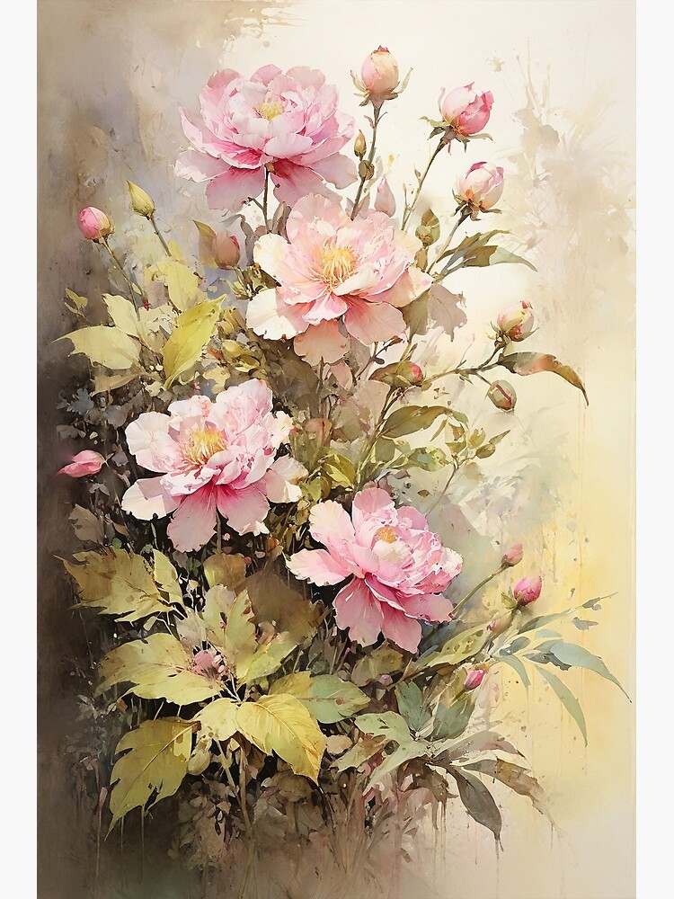 Thumbnail 3 of 3, Art Print, Floral Painting, Pink Painterly Exotic Flowers 03 designed and sold by Varnachitra.