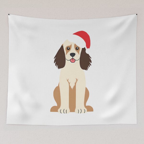 Item preview, Christmas Cocker Spaniel in Santa Hat designed and sold by MarCreativArt.