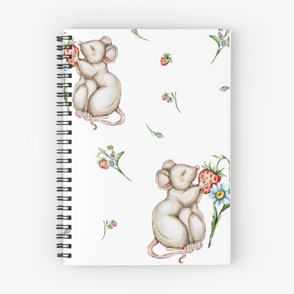Item preview, seamless digital pattern Cute mice with strawberries and flowers designed and sold by NelenaArt.