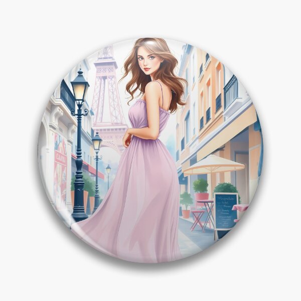 Item preview, Elegance in Paris Stylish Woman with Eiffel Tower Acrylic Print designed and sold by daila70.