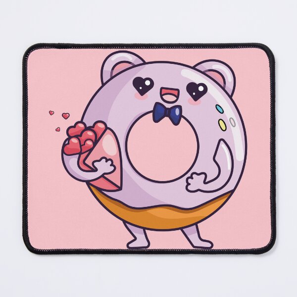 Item preview, Funny donut character with bouquet in kawaii style. designed and sold by IrinaCuteLab.