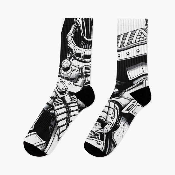 Item preview, Futuristic Space Marine – Detailed Black and White Sci-Fi Art designed and sold by shaynetwright.