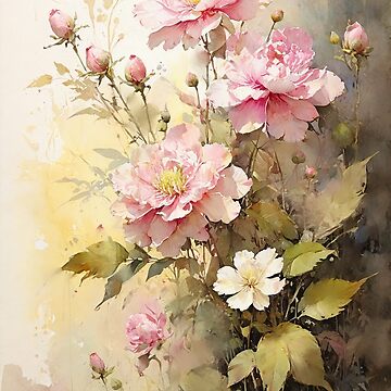Artwork thumbnail, Floral Painting, Pink Painterly Exotic Flowers 04 by VarnaChitra