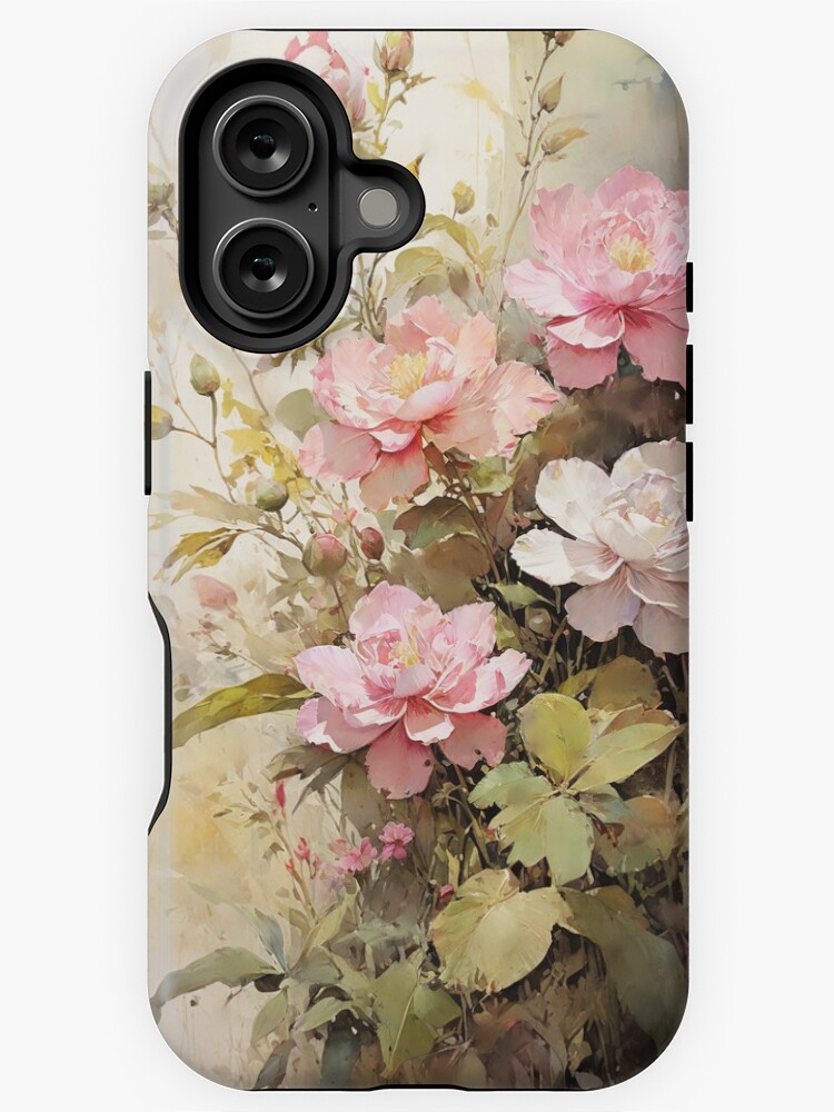 Thumbnail 1 of 4, iPhone Case, Floral Painting, Pink Painterly Exotic Flowers 05 designed and sold by Varnachitra.