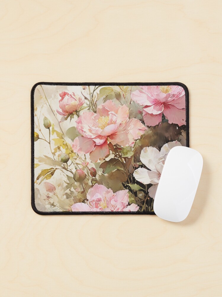Thumbnail 1 of 5, Mouse Pad, Floral Painting, Pink Painterly Exotic Flowers 05 designed and sold by Varnachitra.