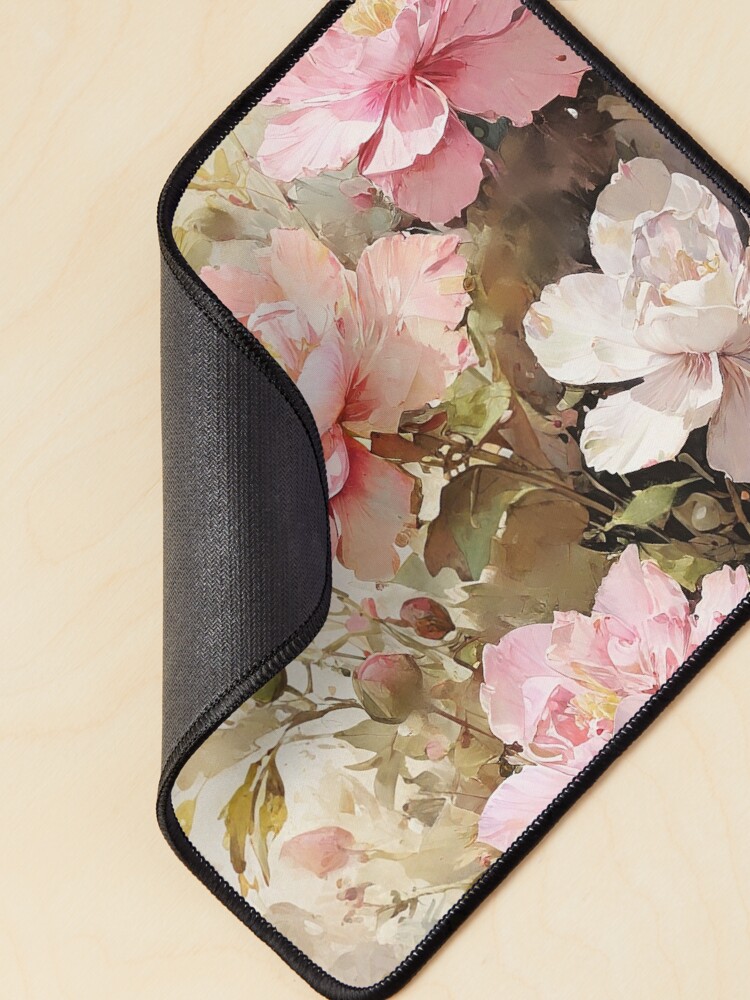 Thumbnail 2 of 5, Mouse Pad, Floral Painting, Pink Painterly Exotic Flowers 05 designed and sold by Varnachitra.