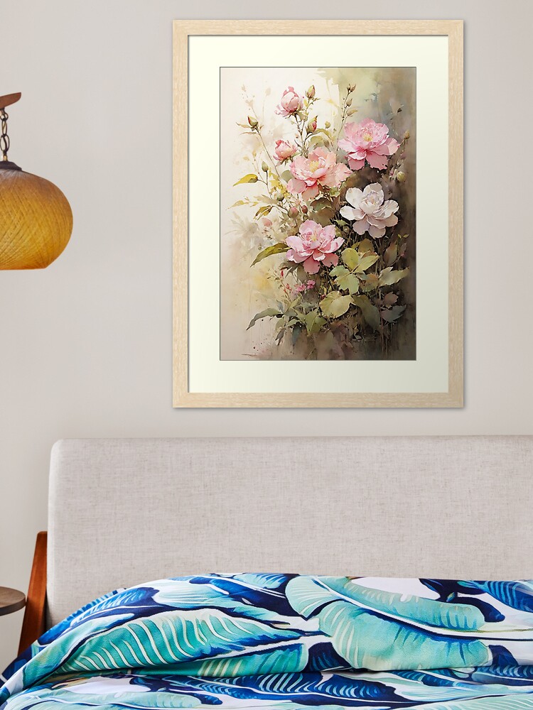 Thumbnail 2 of 7, Framed Art Print, Floral Painting, Pink Painterly Exotic Flowers 05 designed and sold by Varnachitra.
