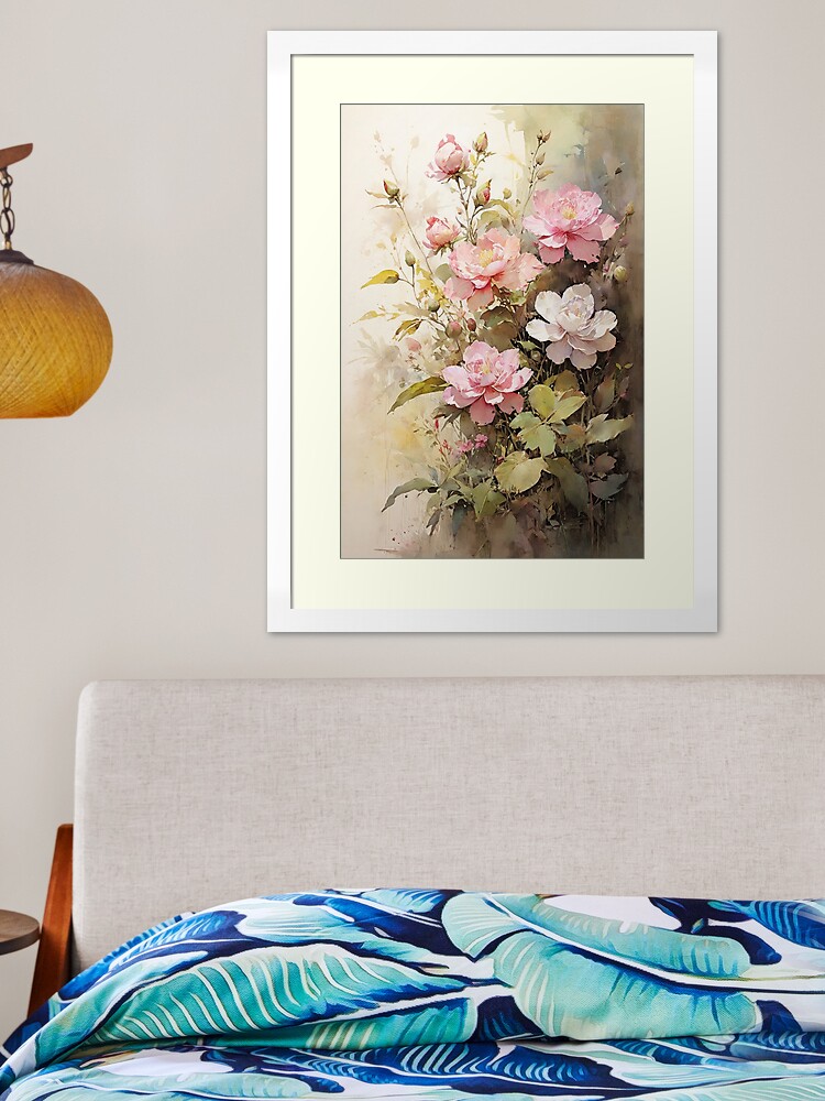 Thumbnail 2 of 7, Framed Art Print, Floral Painting, Pink Painterly Exotic Flowers 05 designed and sold by Varnachitra.