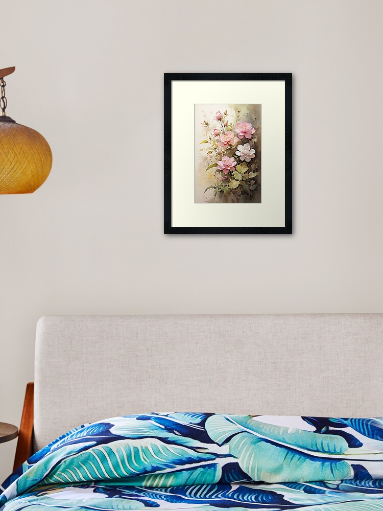Thumbnail 2 of 7, Framed Art Print, Floral Painting, Pink Painterly Exotic Flowers 05 designed and sold by Varnachitra.